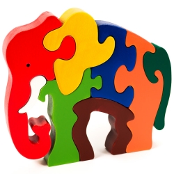 Vzdelávacie drevené puzzle Puzzoo sloník